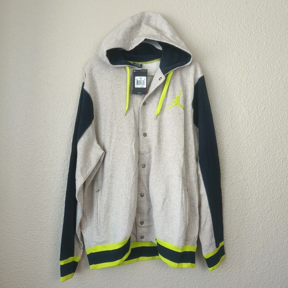NWT Jordan Varsity Men's‎ Hoodie, venom green and beige, size 3XL